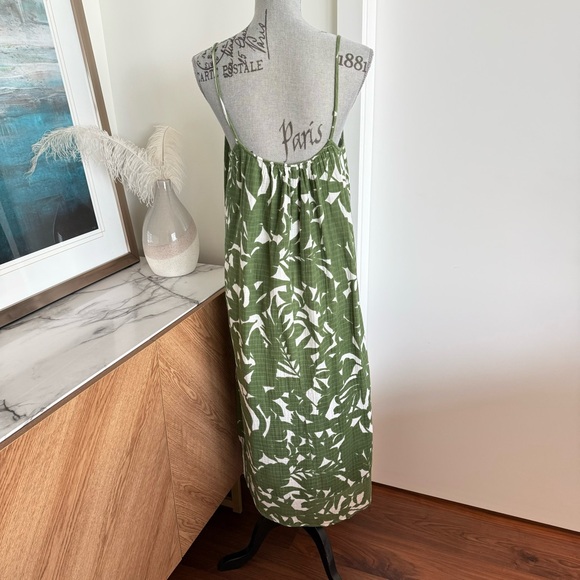 Sea Level Swim Australia Women’s Retreat Green and White Leaf Pattern Sun Dress - Picture 2 of 10